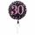 Fóliový balonek č. 30 - černo-růžový, kulatý, 45 cm