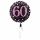 Fóliový balonek č. 60 - černo-růžový, kulatý,  45 cm