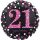 Fóliový balonek č. 21 - černo-růžový, kulatý, 45 cm