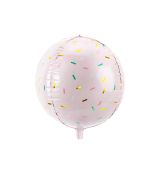 Fóliový balónek koule, růžová s barevným kropením, 40 cm