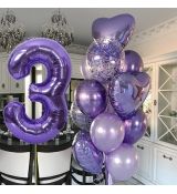 Balónkový set 3.narozeniny, fialový, 13 ks