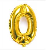 Fóliový balónek číslo 0 - zlatý, 40 cm