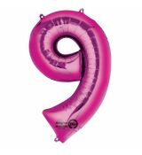 Fóliový balónek číslo 9 - růžový, 88 cm