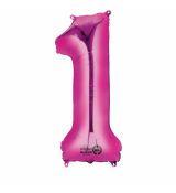 Fóliový balónek číslo 1 - růžový, 88 cm