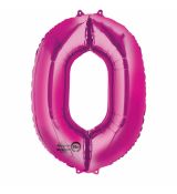 Fóliový balónek číslo 0 - růžový, 88 cm