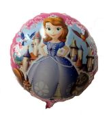 Fóliový balónek Sofia I.- růžový, kulatý, 45 cm