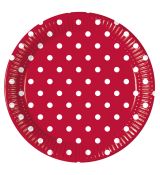 Červené talířky  puntík 10 ks, 20 cm