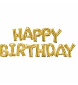 Fóliový balónek nápis Happy Birthday zlatý