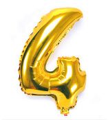 Fóliový balónek číslo 4 - zlatý, 40 cm
