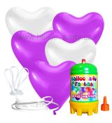 Helium Balloons Fantasy + srdíčka 15 ks fialové/bílé