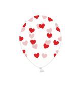 Balónek bílý červené srdce, 30 cm, 5 ks