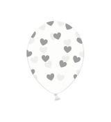 Balónek křišťálový stříbrné srdce, 30 cm, 5 ks
