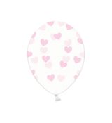Balónek křišťálový růžové srdce, 30 cm, 5 ks